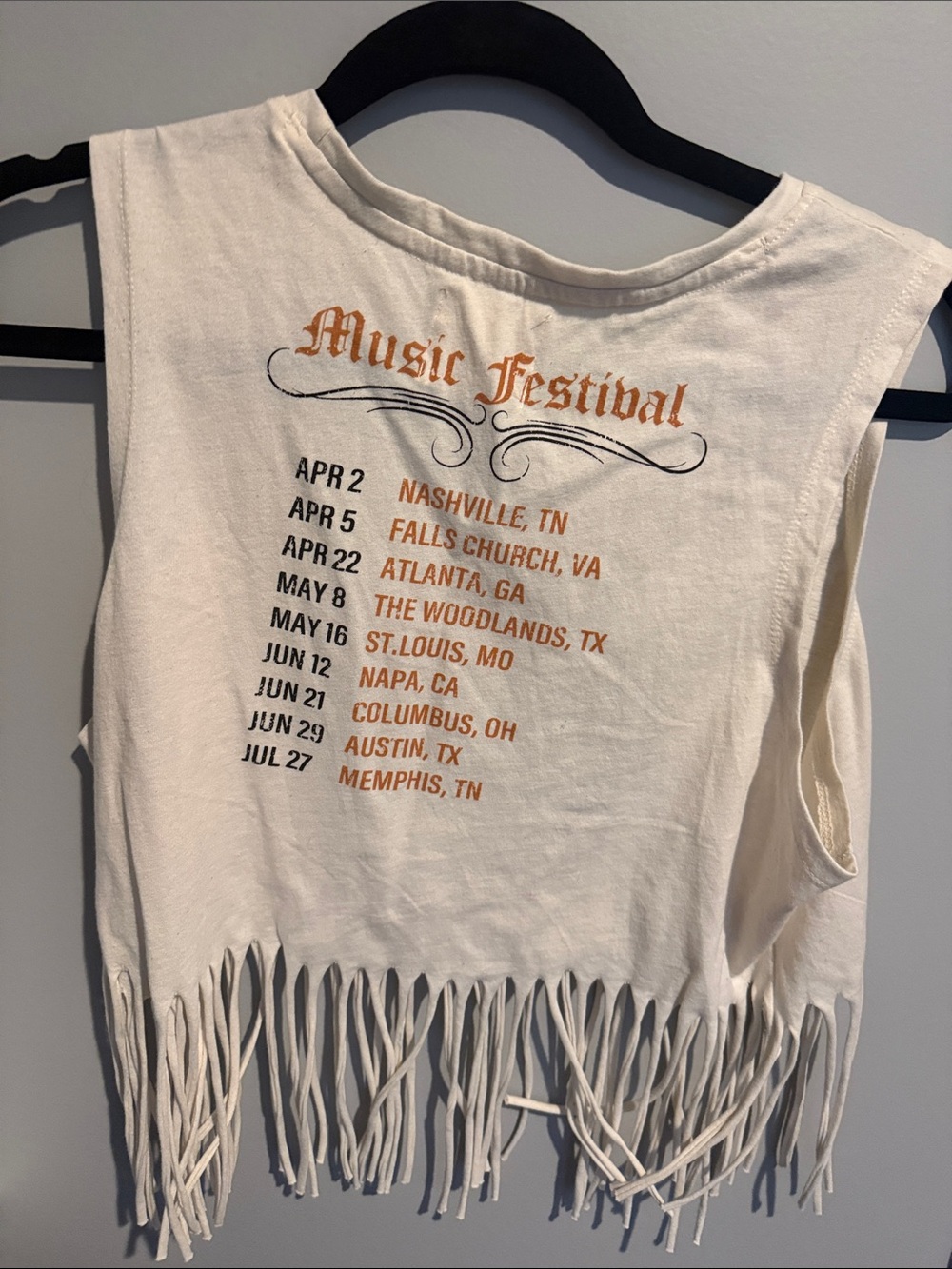 Nashville Music Festival Fringe Tank Top - Cream woman’s XL - Picture 3 of 3